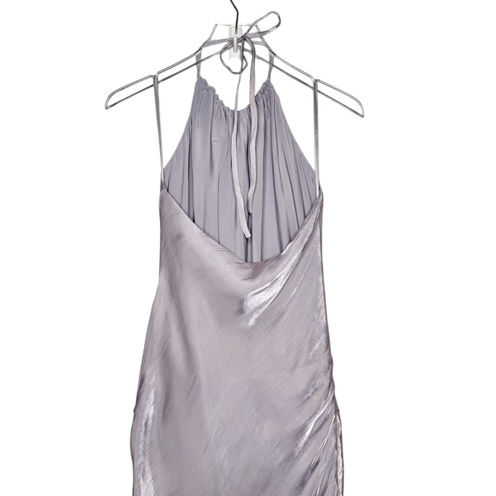 House of Harlow 1960 Lavender Satin Halter Maxi Dress M Lilac Slip Wedding Guest - Picture 9 of 11